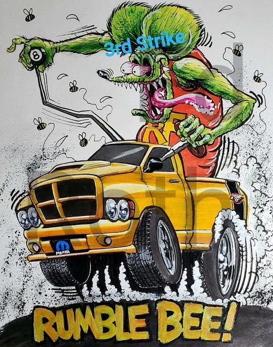 "Rumble Bee" Rat Fink Licensed Limited Edition Custom Print - Click Image to Close